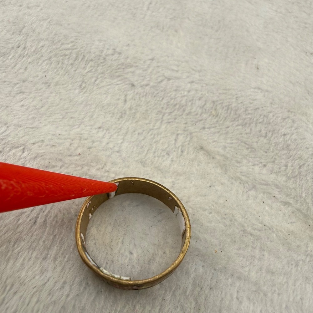 Vintage Cloisonne Enamel Flower Band Ring Red Gold Tone Size 4 - Picture 9 of 13